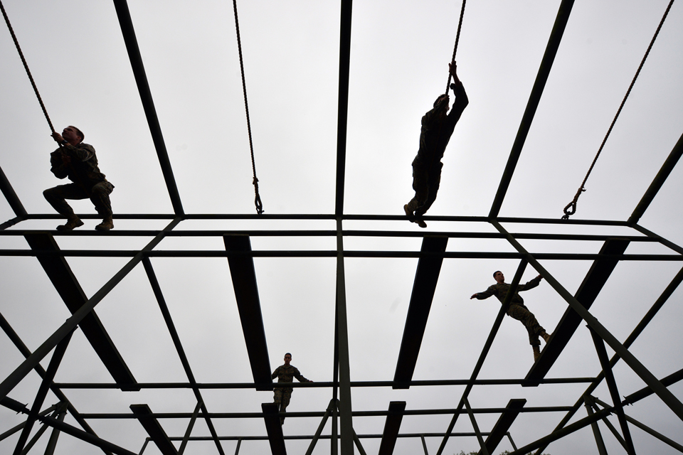 US Marines in action on the assault course