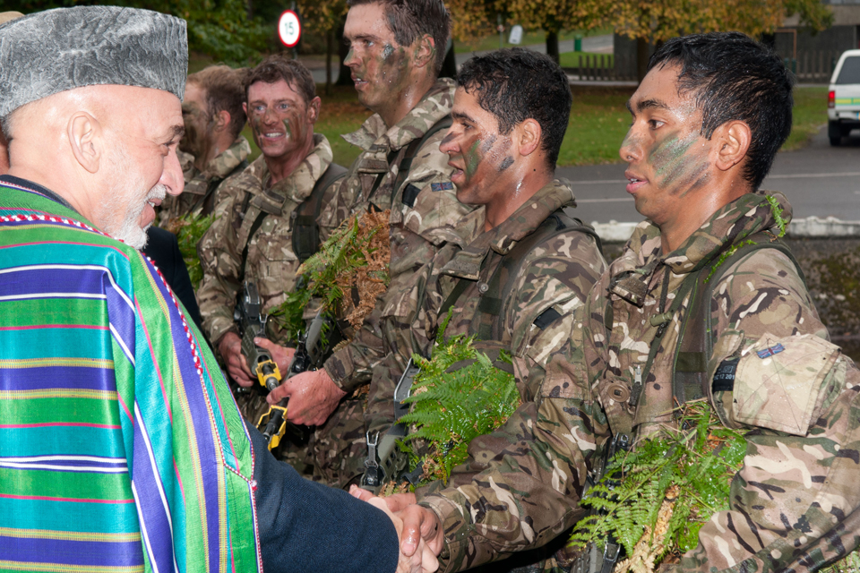 President Hamid Karzai meeting officer cadets 