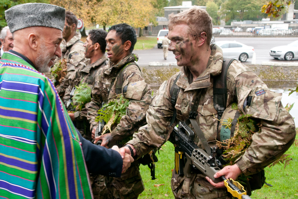 President Hamid Karzai meeting officer cadets 