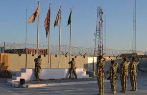 Soldiers from The Royal Regiment of Fusiliers and 3rd Battalion The Mercian Regiment attend a flag changing ceremony [Picture: Crown copyright]