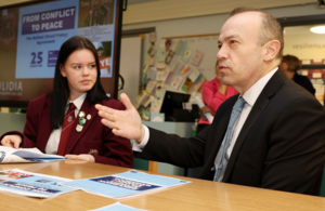 Secretary of State for Northern Ireland Chris Heaton-Harris at Ulidia Integrated College, Carrickfergus