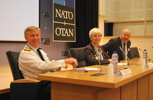 Vice Admiral Ian Corder, UK permanent representative Mariot Leslie and Alan Malpas from UKTI