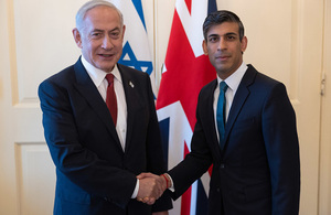 The Prime Minister Rishi Sunak welcomes the Prime Minister of Israel Benjamin Netanyahu to 10 Downing Street.