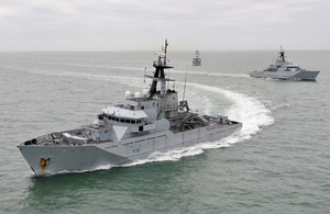 Royal Navy River Class offshore patrol vessels HMS Tyne, HMS Severn and HMS Mersey (library image) [Picture: Leading Airman (Photographer) Al Macleod, Crown copyright]