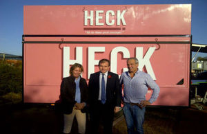 George Eustice visits sausage business, Heck Foods