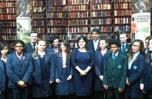 Baroness Warsi with schoolchildren who attended the launch
