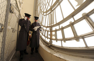 Captain Michael Rose (left) and Staff Sergeant Neal Beer behind one of the clock faces of Big Ben (library image) [Picture: Sergeant Adrian Harlen, Crown copyright]