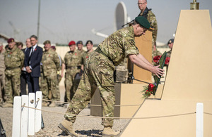 The Duke of York lays a wreath at Camp Bastion [Picture: Corporal Ross Fernie RLC, Crown copyright]