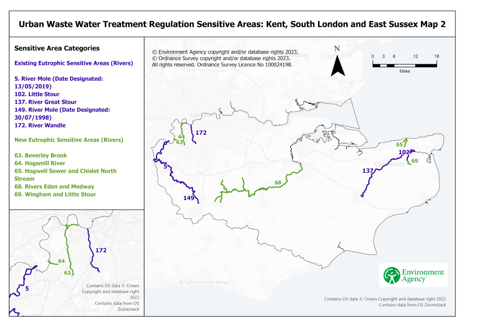Чувствительные районы Кент, Южный Лондон и Восточный Сассекс карта 2