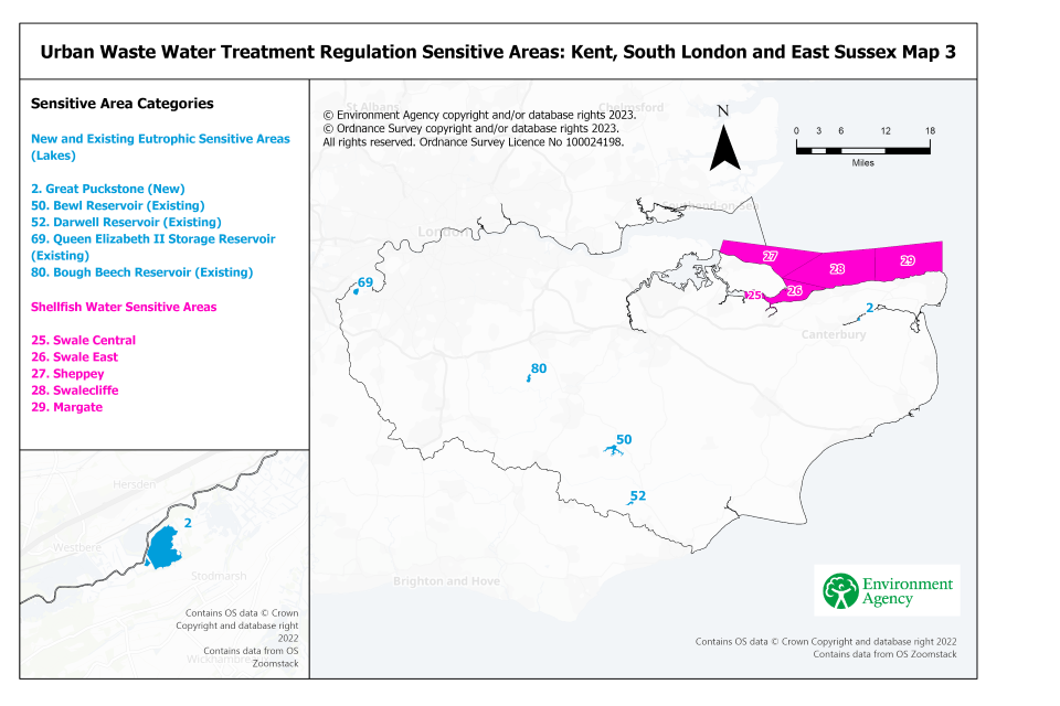 Чувствительные районы Кент, Южный Лондон и Восточный Сассекс карта 3