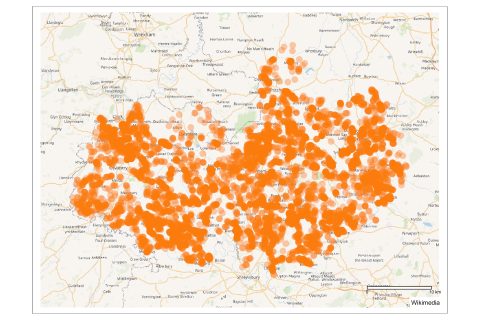 Map of the areas due to be upgraded in the awarded North Shropshire contract.