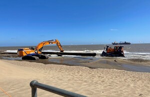 Sand being topped up on a Lincolnshire beach.