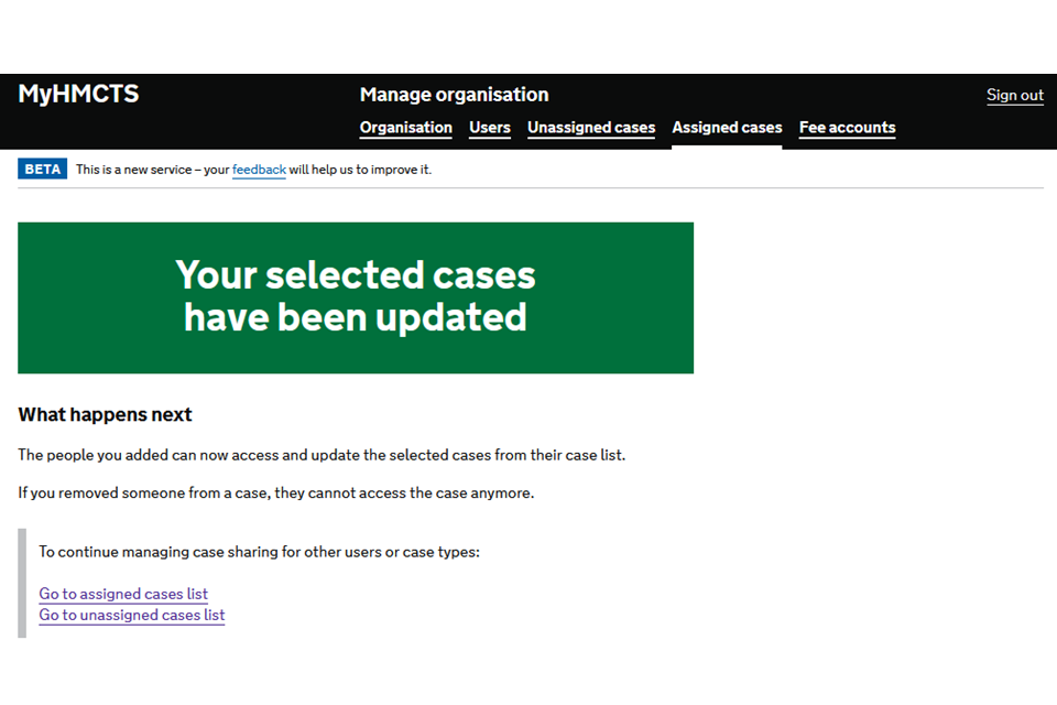 Complete case administration tasks in MyHMCTS GOV.UK