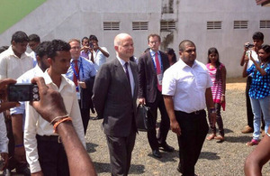 William Hague arriving at the reconciliation centre in Matara