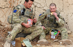 Soldiers with ration packs