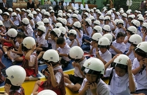 Kids with helmets