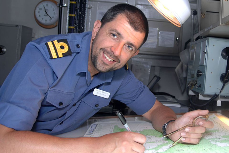 Lieutenant Lee Newman heads the Response Force Task Group's meteorological team on board HMS Albion