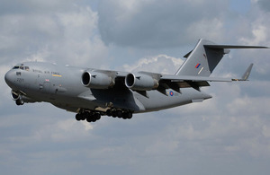 An RAF C-17 Globemaster III aircraft