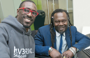 Dean Clarke with Levi Roots – Founder, Reggae Reggae Foods Ltd