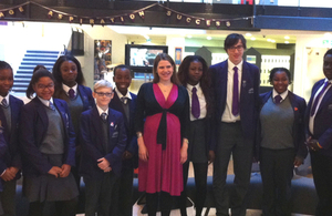 Jo Swinson with school children