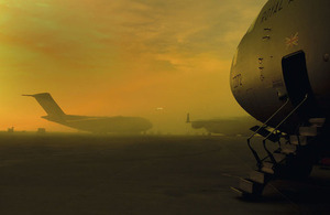 C-17 Globemaster aircraft in the early morning mist at RAF Brize Norton in Oxfordshire (library image) [Picture: Flight Lieutenant Chris Knight, Crown copyright]