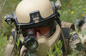 A soldier wearing integrated kit from the PECOC project