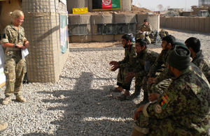 Lieutenant Claire Westerman conducts a lesson for Afghan soldiers