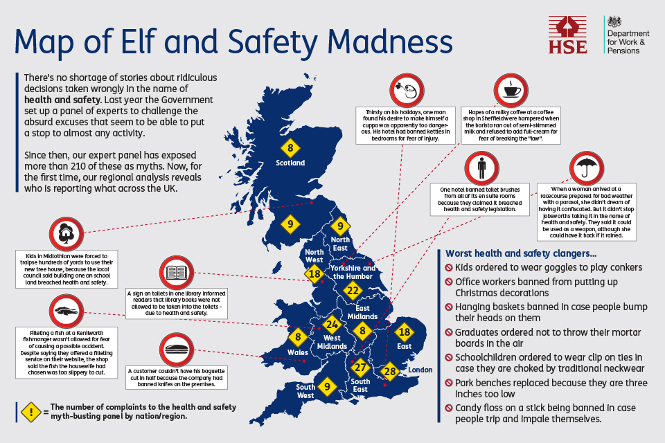 New Uk Map Of Bogus Elf And Safety Excuses Gov Uk