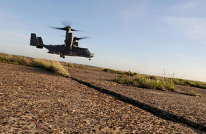 A CV-22 Osprey carrying out mission specific training on Salisbury Plain [Picture: via MOD]