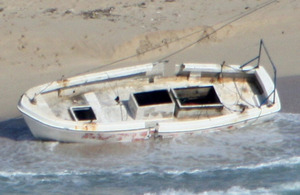 The pirate vessel destroyed by Royal Marines from HMS Montrose