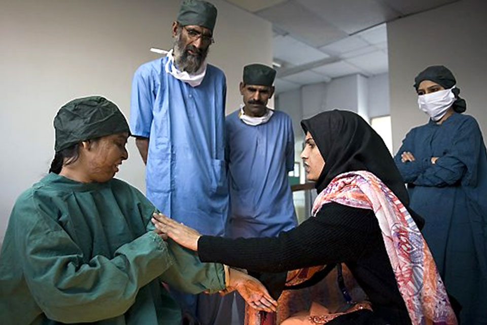 Naila receives medical care for her burn wounds. British funding to the ASF provides medical care for acid attack survivors like Naila. Picture: Acid Survivors Foundation