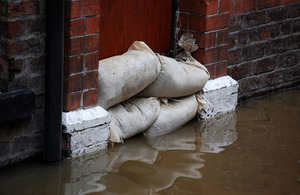 Sandbags in a doorway