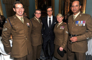 Actor Colin Firth, who plays Eric Lomax in 'The Railway Man', with serving members of the Royal Corps of Signals [Picture: Richard Chambury, ©Richfoto 2013]