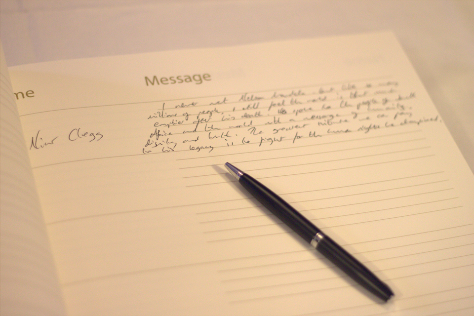 A photo of Nick Clegg's message.