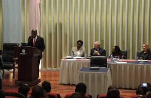 Prime Minister Matata delivering his speech at the Pact signing ceremony