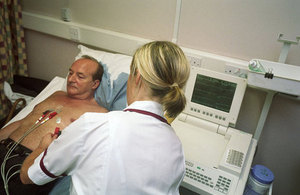 Man having an ecg test performed by a nurse