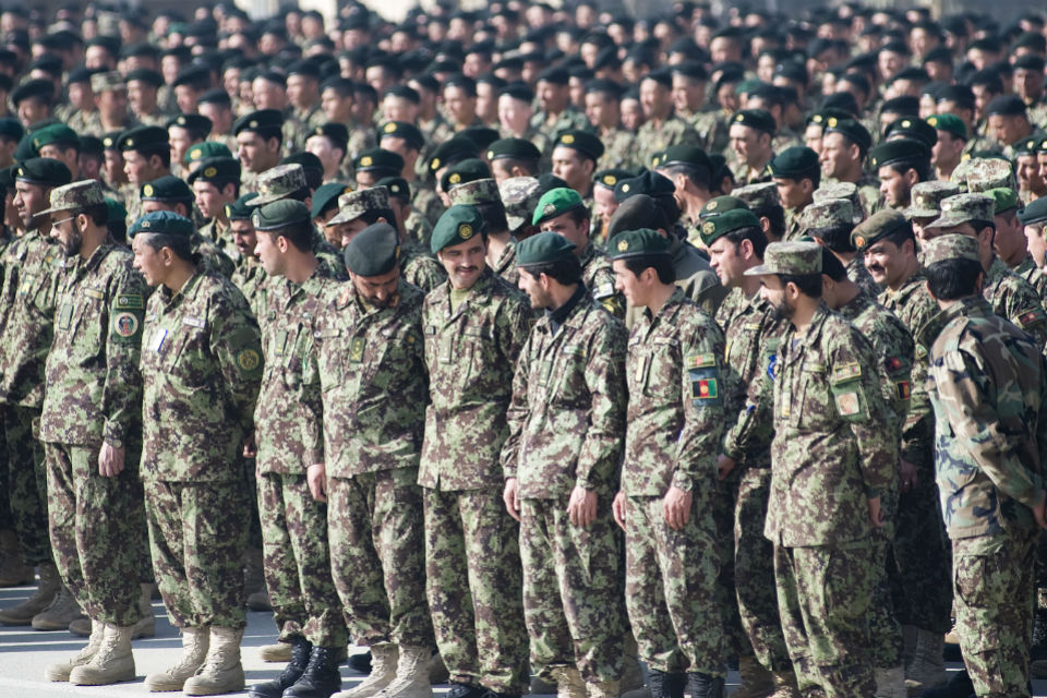 Soldiers in the Afghan National Army in 2013.