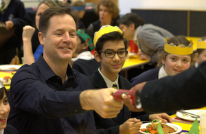 Nick Clegg at a school