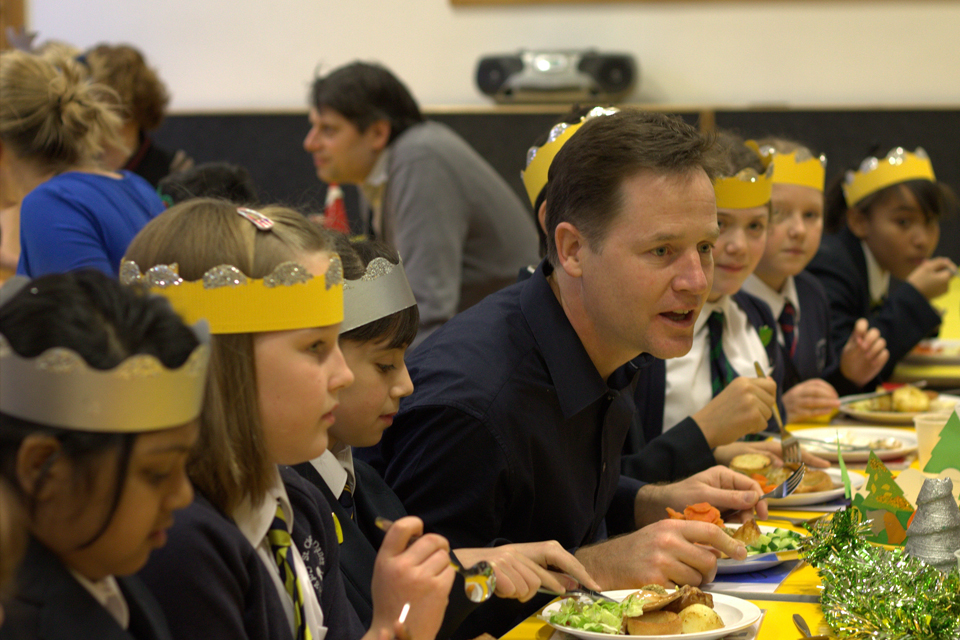 Nick Clegg at a school