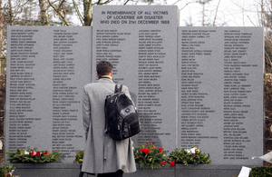 Jeff Sharpe who lost his friend Peter Pierce during the Lockerbie disaster, in the Garden of Remembrance in Lockerbie.