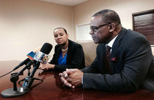 Deputy Governor Williams and Minister of Finance Misick brief the Islands' media.