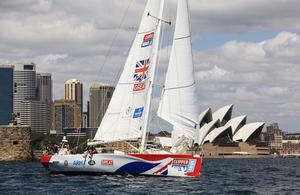 GREAT Britain Clipper Yacht in front of Sydney Opera House