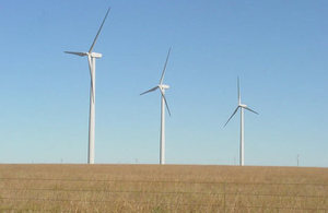 Wind turbines.