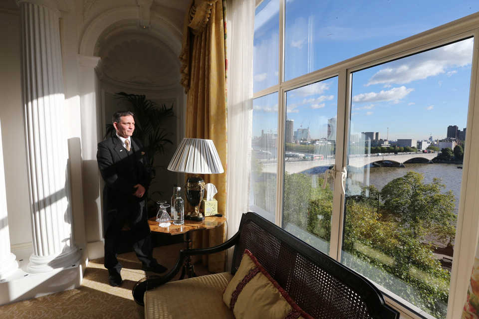 Former British Army warrant officer Steven Grey in his new role at the Savoy in London