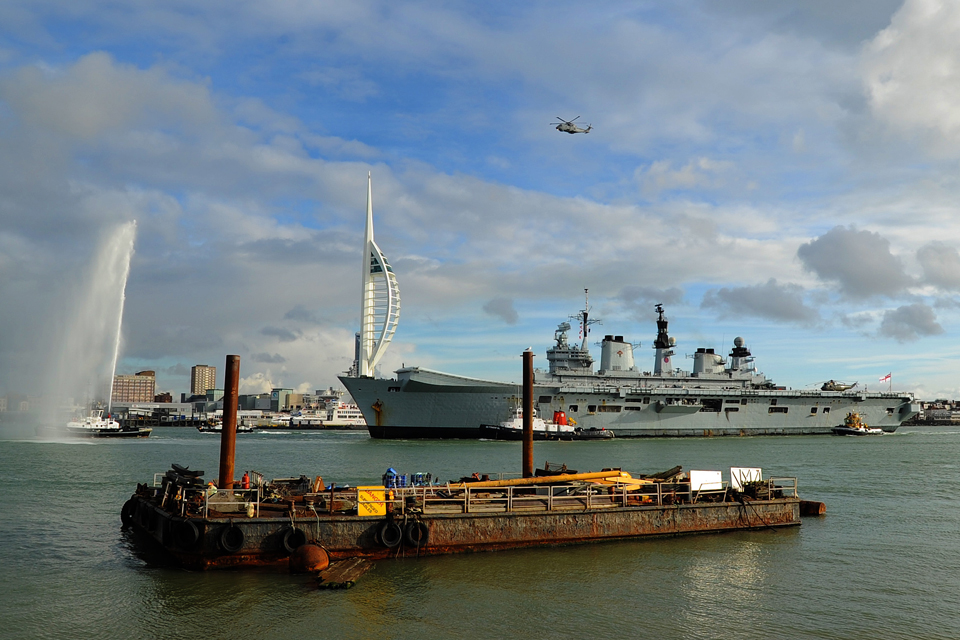 HMS Illustrious entering Portsmouth Harbour