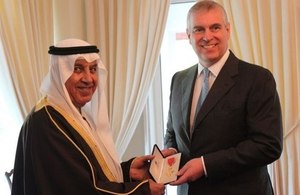HRH the Duke of York presents Honorary OBE to Mr Khalid Al Zayani