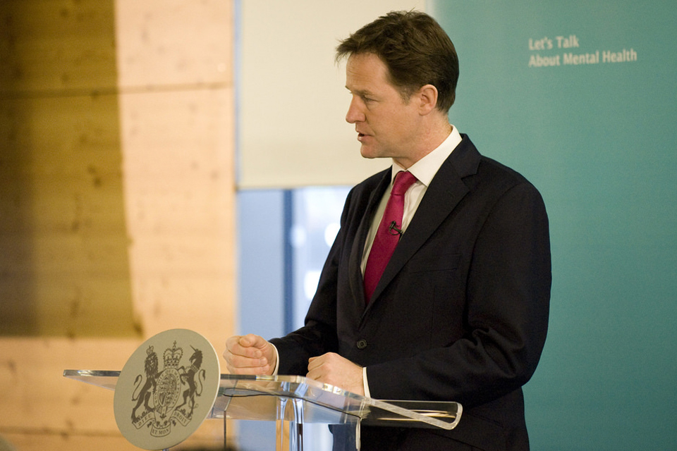 Deputy Prime Minister Nick Clegg delivers his speech on mental health