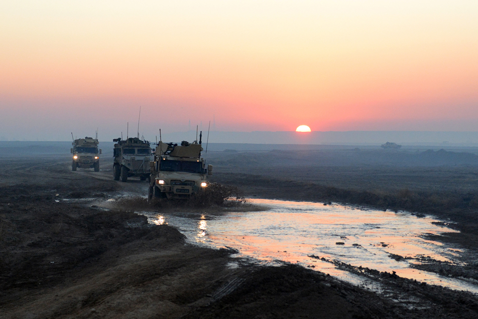 Afghan and British military convoy