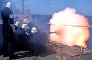 21-gun salute training onboard HMS Richmond [Picture: Leading Airman (Photographer) Gaz Weatherston, Crown copyright]