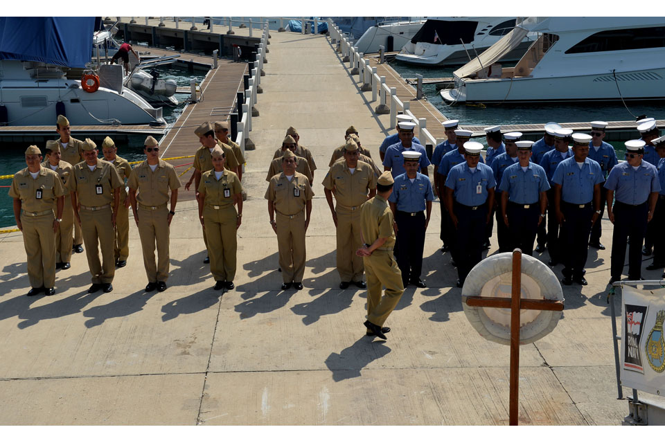Colombian naval personnel visiting HMS Richmond